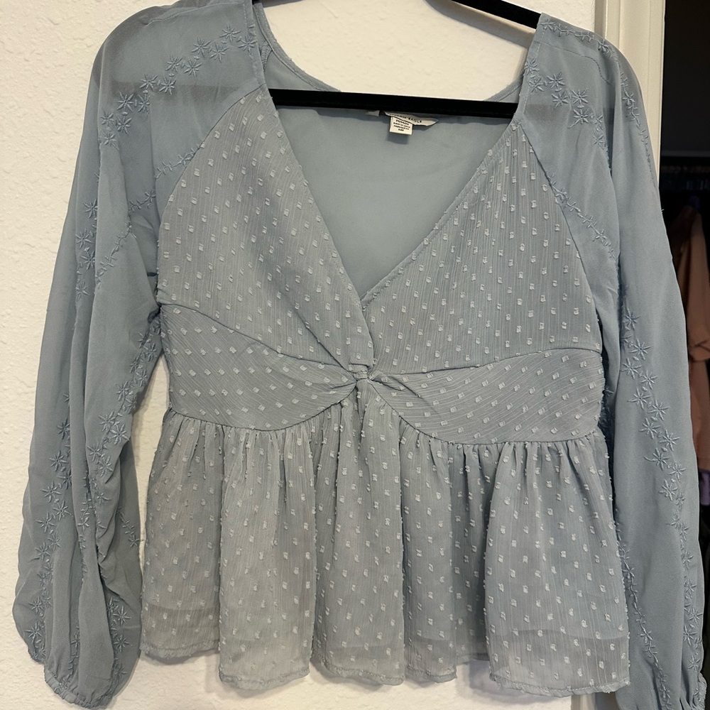 American Eagle Outfitters Light Blue Blouse